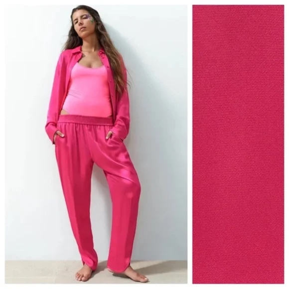 Zara satin effect 2-piece pant set S New - Picture 14 of 15